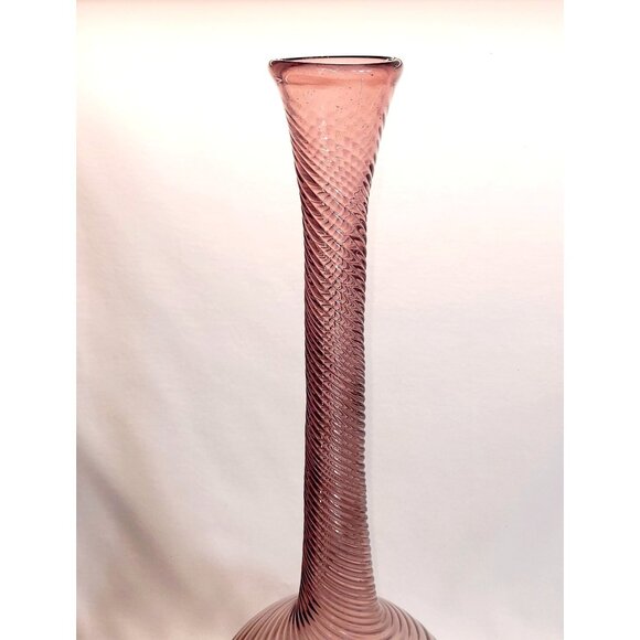 Hermanos Avalos Mexican art Glass Tall amethyst swirl Vase 16" - Picture 7 of 9